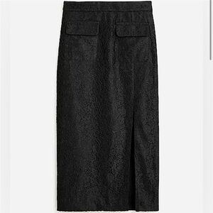 J Crew Side-slit Lace Pencil Skirt NWT‎ Size 24 **small flaw** Solid black color